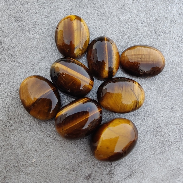 AAA+ Quality Natural Tiger Eye Oval Shape Cabochon Flat Back Calibrated Wholesale Gemstones, All Sizes Available