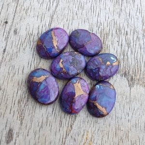 Natural Purple Bronze Turquoise Oval Shape Cabochon Flat Back AAA Quality Calibrated Wholesale Gemstones, All Sizes Available zdjęcie 9
