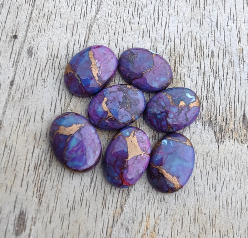 Natural Purple Bronze Turquoise Oval Shape Cabochon Flat Back AAA Quality Calibrated Wholesale Gemstones, All Sizes Available zdjęcie 9