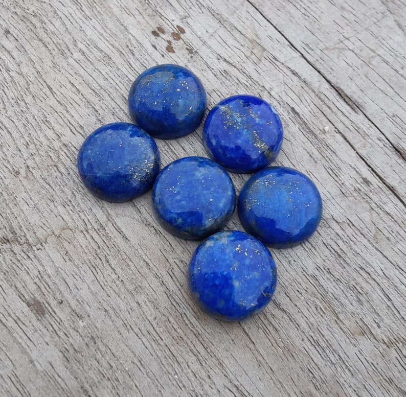 AAA Quality Natural Lapis Lazuli Round Shape Cabochon Flat Back Calibrated Wholesale Gemstones, All Sizes Available image 1