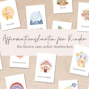 Tarjetas de afirmación para que los niños las impriman | 30 piezas | Descarga de PDF y JPEG | confianza en uno mismo | amor propio | Creencias positivas