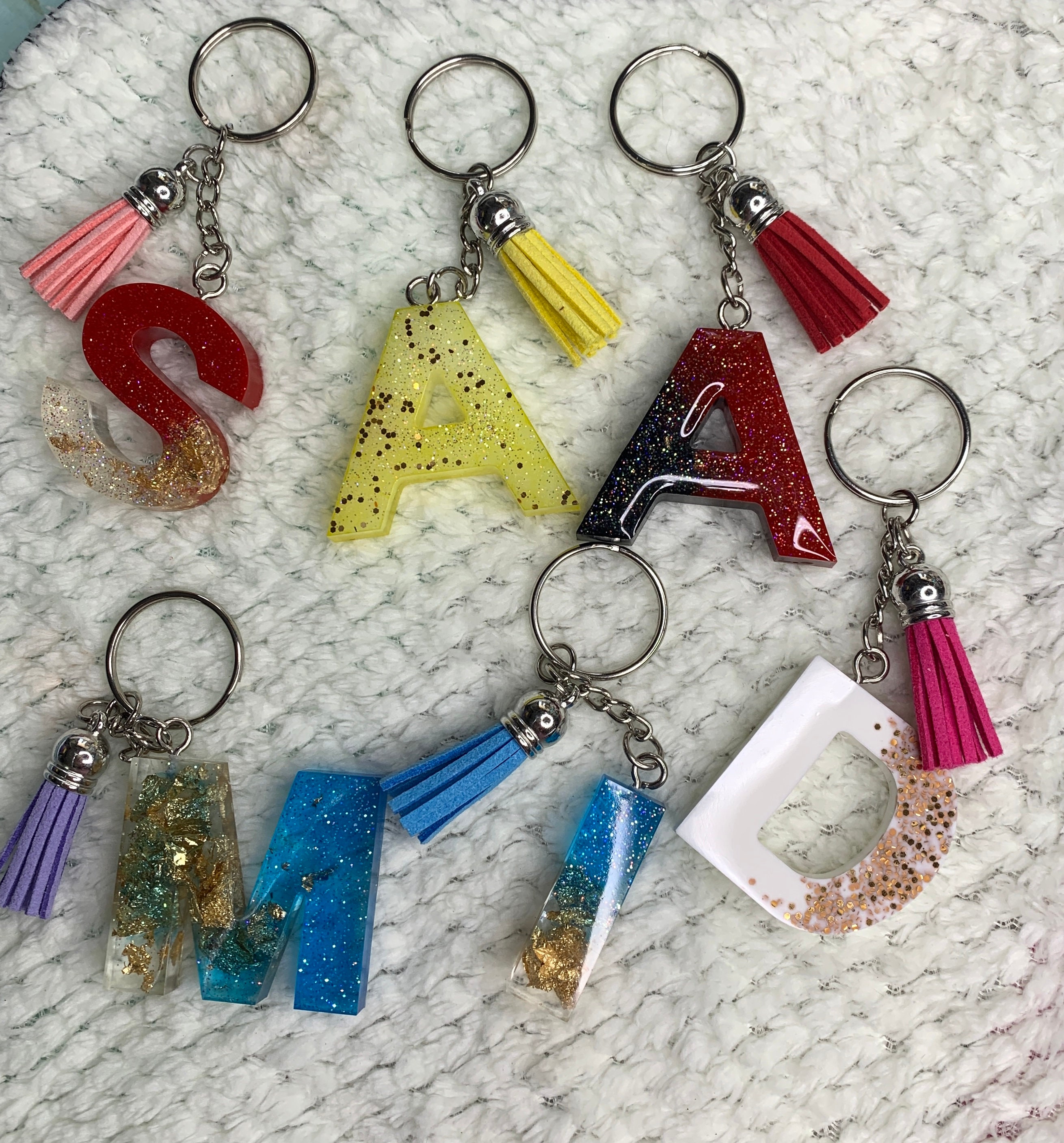 Porte-clés Initiale Lettre L - En Résine Avec Paillettes, Chaîne En Acier, Fabriqué En Italie