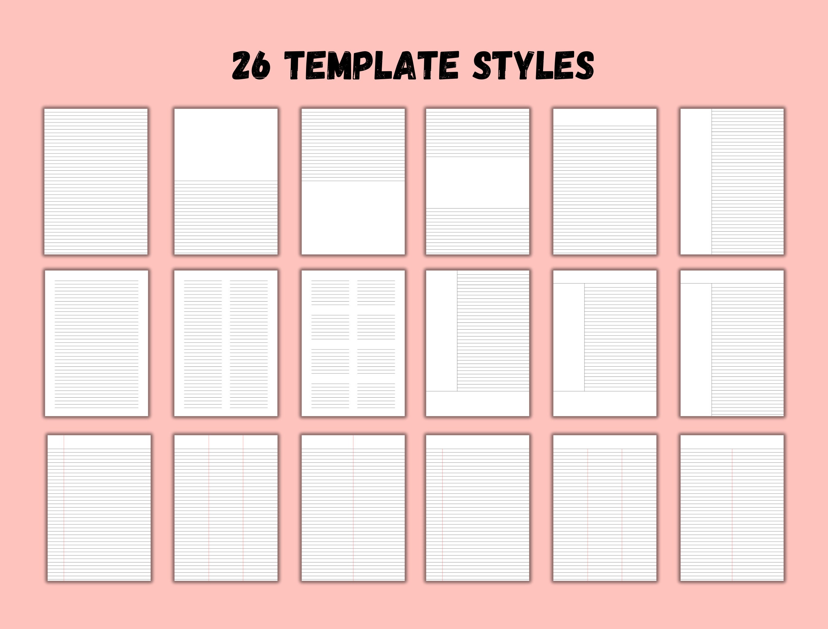 Printable Colour Ruled Lined Paper Template PDF Bundle, 4mm 5mm 6mm 7mm ...