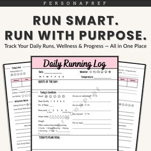 Printable Daily Running Log Template (Pink), Digital Daily Running Tracker For Beginner Runners, Running Training Journal Pages PDF