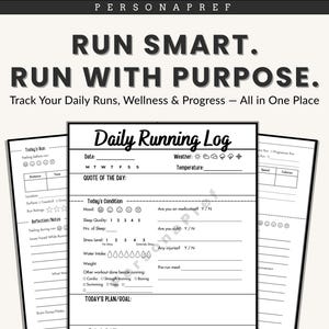 Printable Daily Running Log Template, Digital Daily Running Tracker For Beginner Runners, Running Training Journal Pages PDF