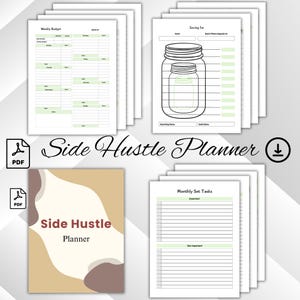 Pintable Side Hustle Planner Printable PDF Side Hustle Jobs Ideas Side Hustle Plan Template Side Hustle Business Planning Template Simple