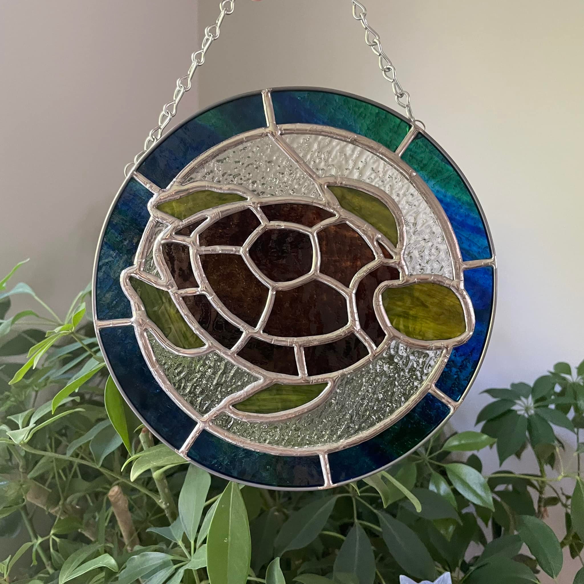Stained Glass Sea Turtle Pattern With Round Border - Pdf and PNG Files ...