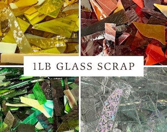 Stained Glass Scrap 1LB - Multiple colors to choose from - For mosaic, jewelry making, and other crafts