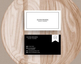 Business Card Template, Editable Business Card, Minimal Business Cards, Printable Business Card, Modern Business Card, Sleek Business Card