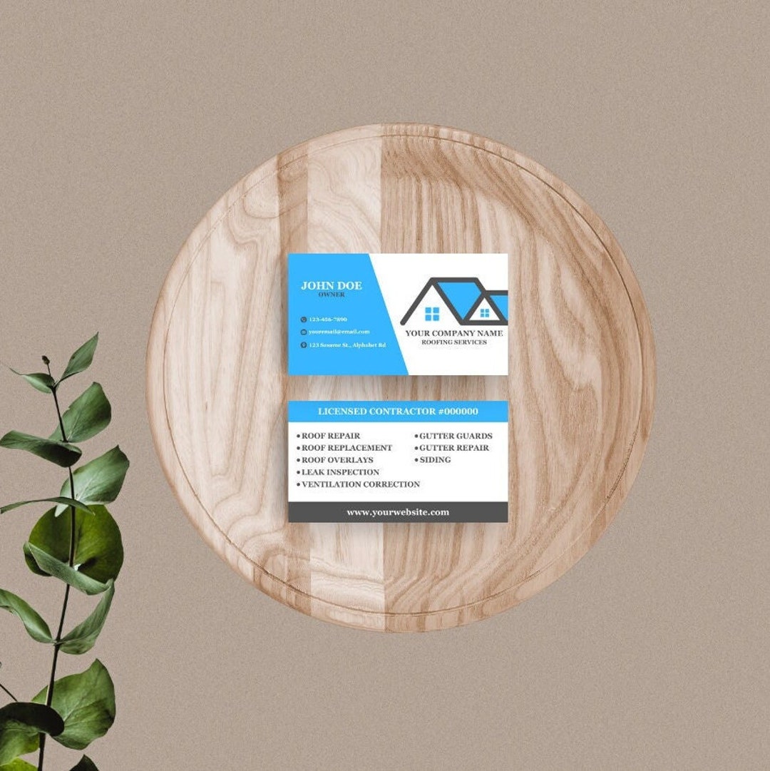 Roofing Business Card, Editable Business Card, Business Card Template, Printable Business Card