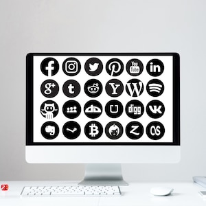 Social Media Icon SVG Bundle | 90+ Icons | Solid Black/Grey | Facebook | Instagram | Twitter