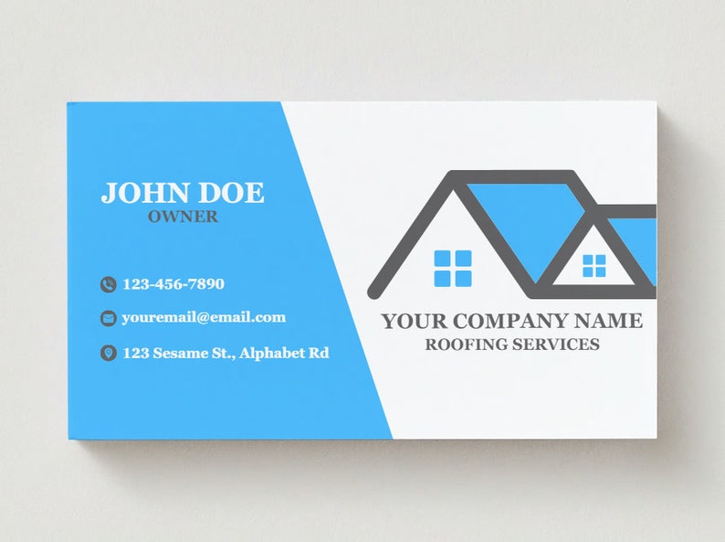 Roofing Business Card, Editable Business Card, Business Card Template, Printable Business Card