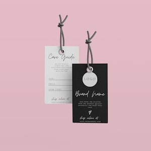 Editable Hang Tag Template, Printable Price Tag, Modern Minimal Product Tag, Clothing Garment Tshirt Care Swing Tags, Custom Canva Template