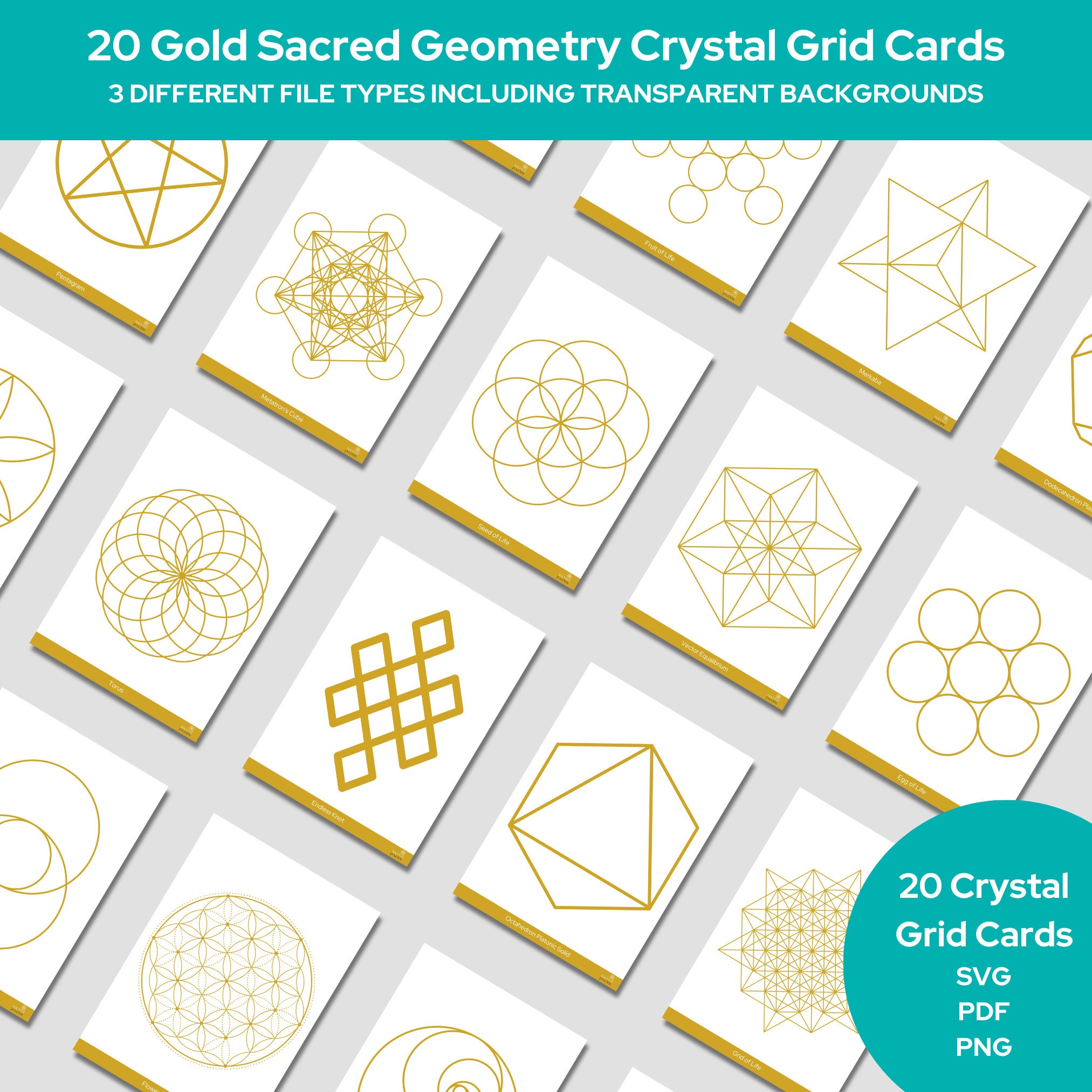 20 Sacred Geometry Printable Crystal Grid Templates Gold , Astrology ...
