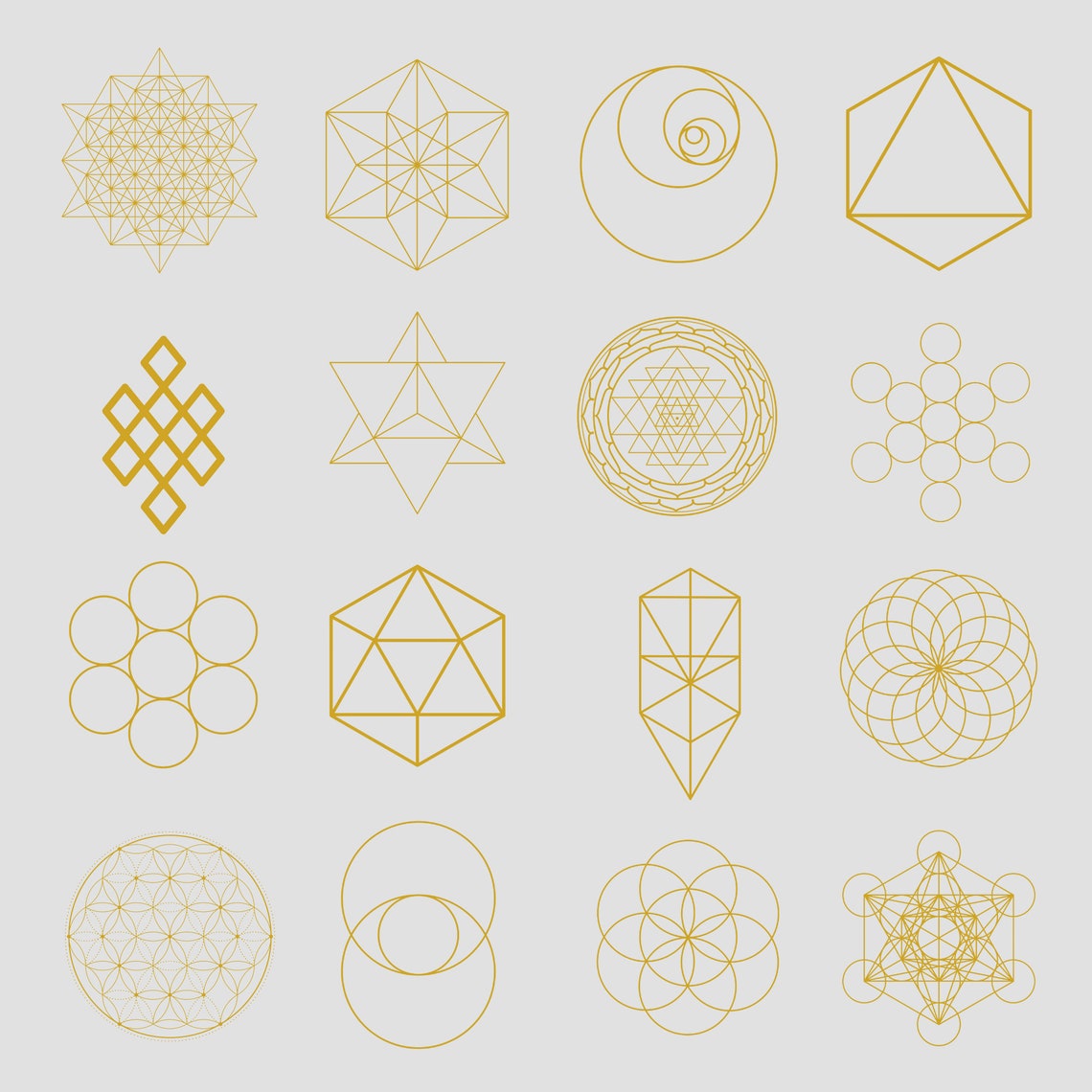 20 Sacred Geometry Printable Crystal Grid Templates Gold , Astrology ...