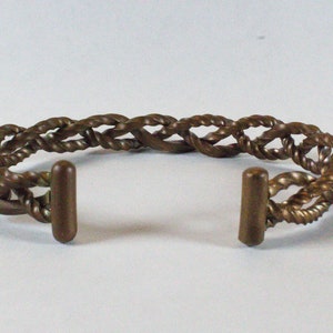 Copper Braid Torque style Bangle, Bar Ends