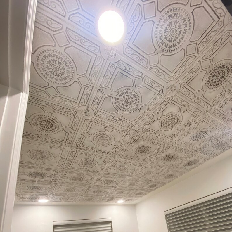 Decorative Foam Ceiling Tiles – 8-Pack 20x20 – Glue Up Bubbles Pattern R21W – White