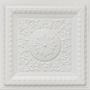 Ceiling Tile, Styrofoam, Glue Up, 20x20 - R49 Milan - Plain White - Pack of 8
