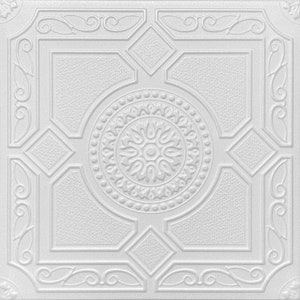 Ceiling Tile, Styrofoam, Glue Up, 20x20 - R30 Lima - Plain White - Pack of 8