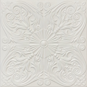 Ceiling Tile, Styrofoam, Glue Up, 20x20 - R39 Victorian - Plain White - Pack of 8