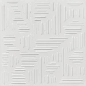 May include: White ceiling tile with a textured pattern of raised lines and squares.