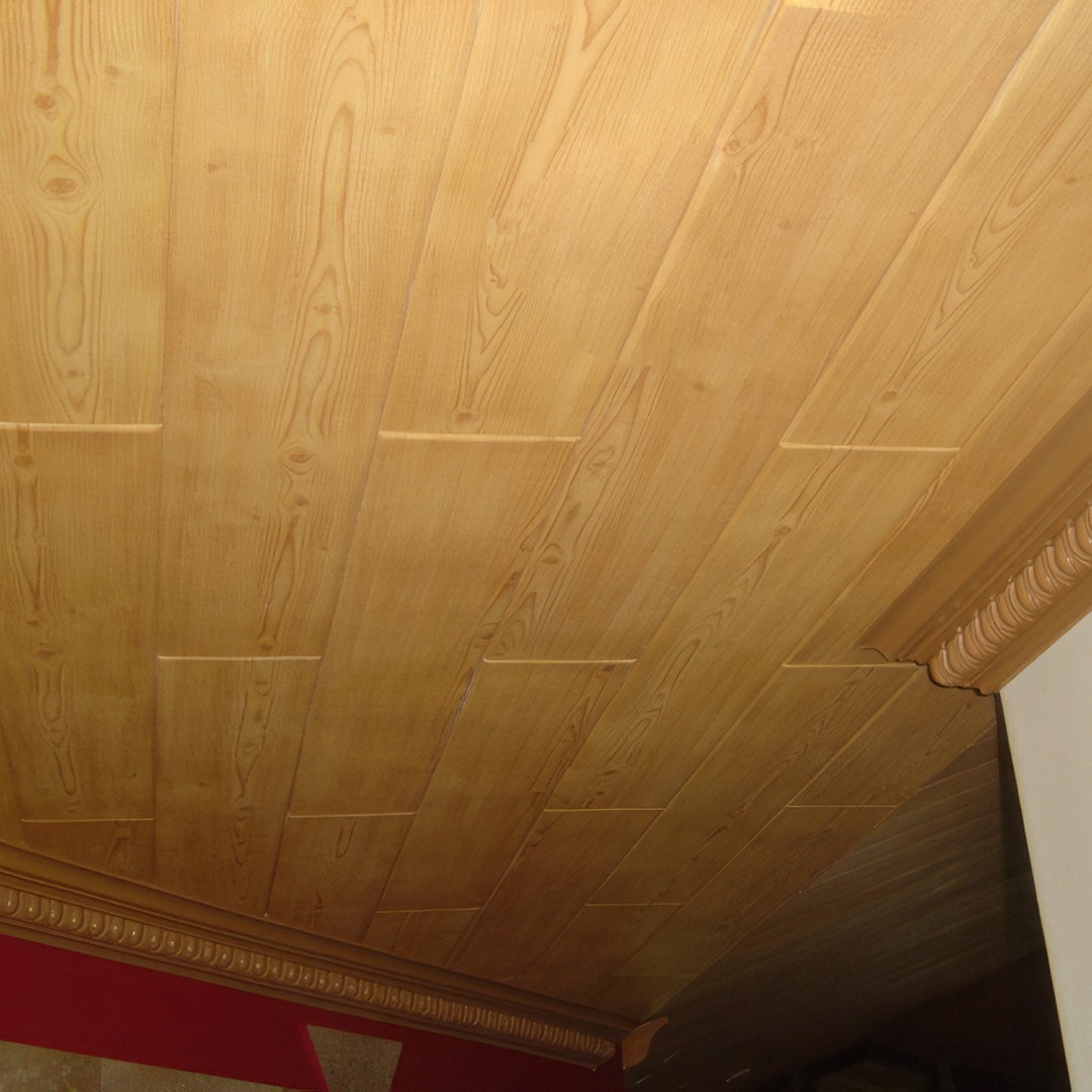 Ceiling Planks Panels, Styrofoam, Glue Up, 39.3 X 6.5, DIY Pine Wood