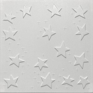 Ceiling Tile, Styrofoam, Glue Up, 20x20 - R66 Stars - Plain White - Pack of 8