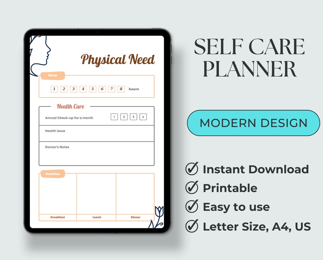Self Care Planner, Printable Wellness Planner, Mental Health Planner ...