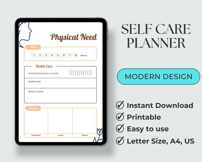 Self Care Planner, Printable Wellness Planner, Mental Health Planner ...