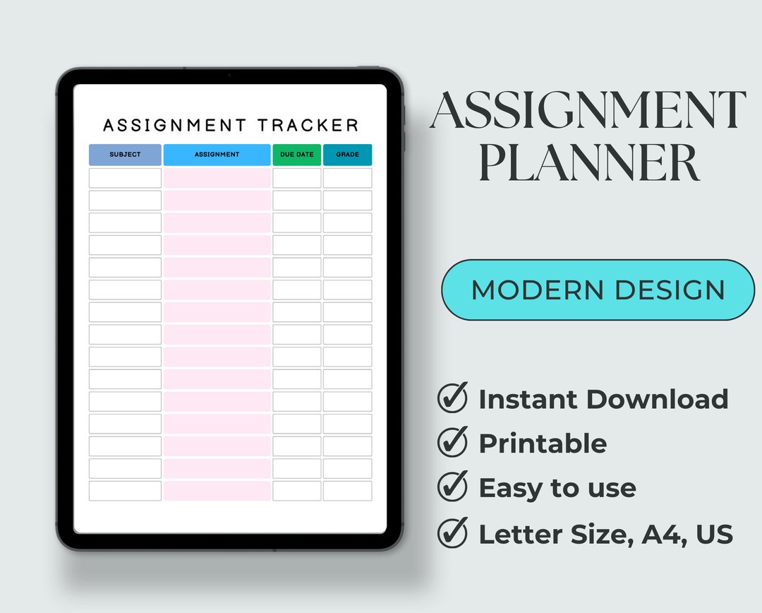 Assignment Planner, Assignment Tracker, Table Assignments, Homework ...