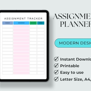 Assignment Planner, Assignment Tracker, Table Assignments, Homework Tracker, Assignment Sheets, Assignment Book, Assignment Pad, Assignment