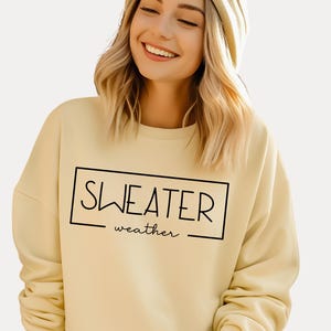 Autumn Vibes Sweater Weather Crewneck Pullover, Cozy Sweatshirt For Fall