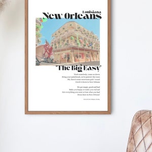 Impresión de Nueva Orleans, Cartel de Nueva Orleans, Impresión de canciones de Nueva Orleans, Impresión de Luisiana, Impresión digital de Nueva Orleans, Arte de pared de Nueva Orleans