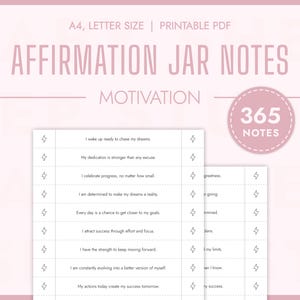 Motivational Affirmations Jar Motivation Daily Affirmations Printable Affirmation Cards Mental Health Positive Inspirational Affirmation PDF