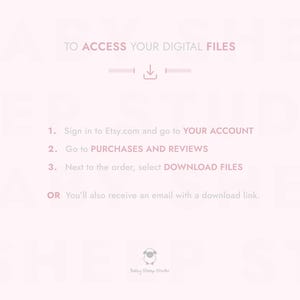 To access your digital files:
1.  Sign in to Etsy.com and go to Your account.
2.  Go to Purchases and reviews.
3.  Next to the order, select Download Files.
OR  You’ll also receive an email with a download link.