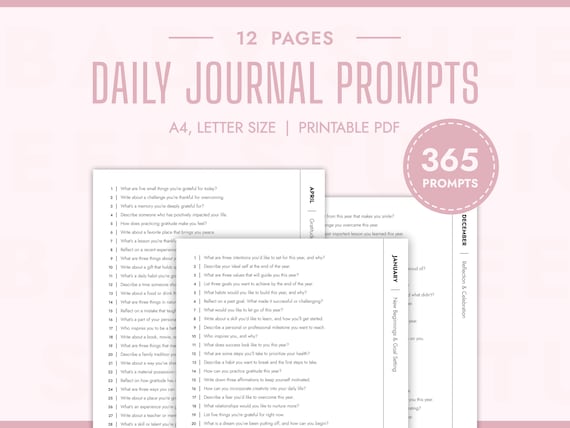 365 Journal Prompts Bundle Printable Journal Prompts Self Care Beginner Journaling Prompts Mental Health Daily Journaling Mindfulness PDF