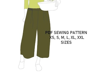 Linen Trousers Sewing Pattern: Wide Leg Palazzo Pants (PDF Pattern)