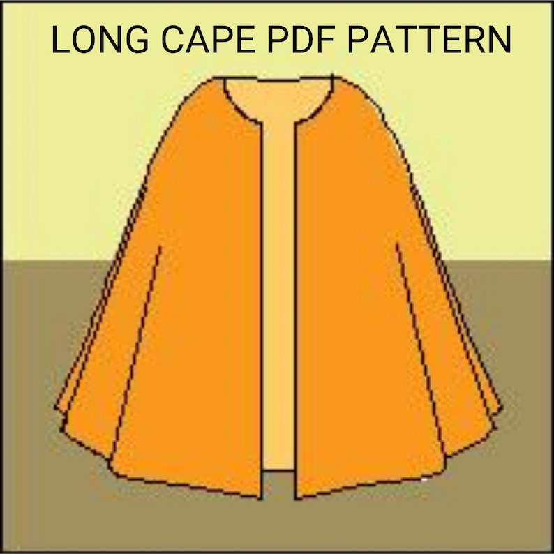 Long Cape PDF Sewing Pattern – 9 Sizes, Poncho Coat Cardigan (pattern ...