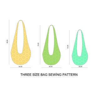 3 size sewing pattern, tote bag digital sewing pattern, hobo bag sewing pattern,