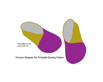 Kimono style slipper, fleece slipper, house slipper, home socks, A4 PDF printable digital sewing pattern, roomshoe, indoor shoe