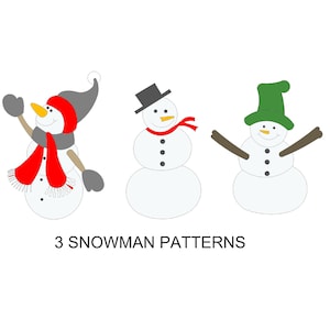 3 types and 2 size of snowman patterns, christmas felt patterns, christmas fabric decor pattern, felt snowman pattern, sewing christmas gift