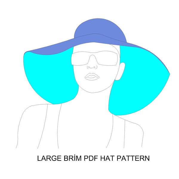 Wide brim sun hat PDF pattern, beginner friendly sewing pattern, easy hat pattern, easy sewing pattern, easy hat sewing pattern,