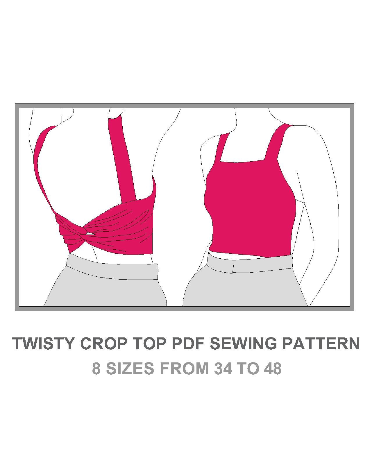 8 Size Cross Back Crop Top Sewing PDF Pattern From 34 to 48
