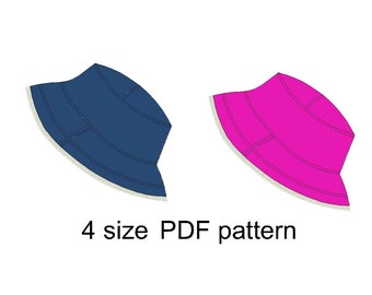 Molde em PDF para chapéu bucket fácil de fazer – 4 tamanhos (somente o molde)