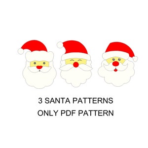 3 types and 2 sizes of Christmas Santa patterns, christmas felt patterns, christmas fabric decor pattern, felt santa pattern, christmas gift