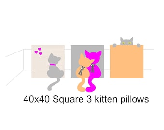 Kitten Patch Throw Pillow PDF Pattern – 3 Patchwork Designs (Pattern Only)