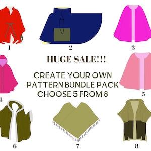Poncho Cape Cardigan PDF-patroonbundel – kies 5 van 8 (alleen patroon)