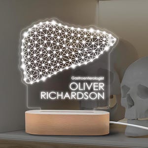 Gastroenterology Themed Night Light, Custom Engraved Digestive System Lamp, LED Wooden Base Personalized Gift, Unique Doctor Gift