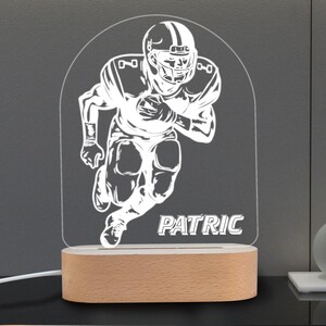 American Football LED Night Light, Personalized Sports Lamp, Custom Engraved Football Gift, Unique Man Cave Decor, Birthday Gift for Him