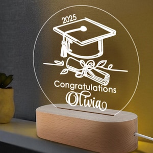 Graduation Night Light Anniversary LED, Personalized Graduation Gift, Custom Engraved LED Lamp, Unique Keepsake for Graduate, Class of 2025